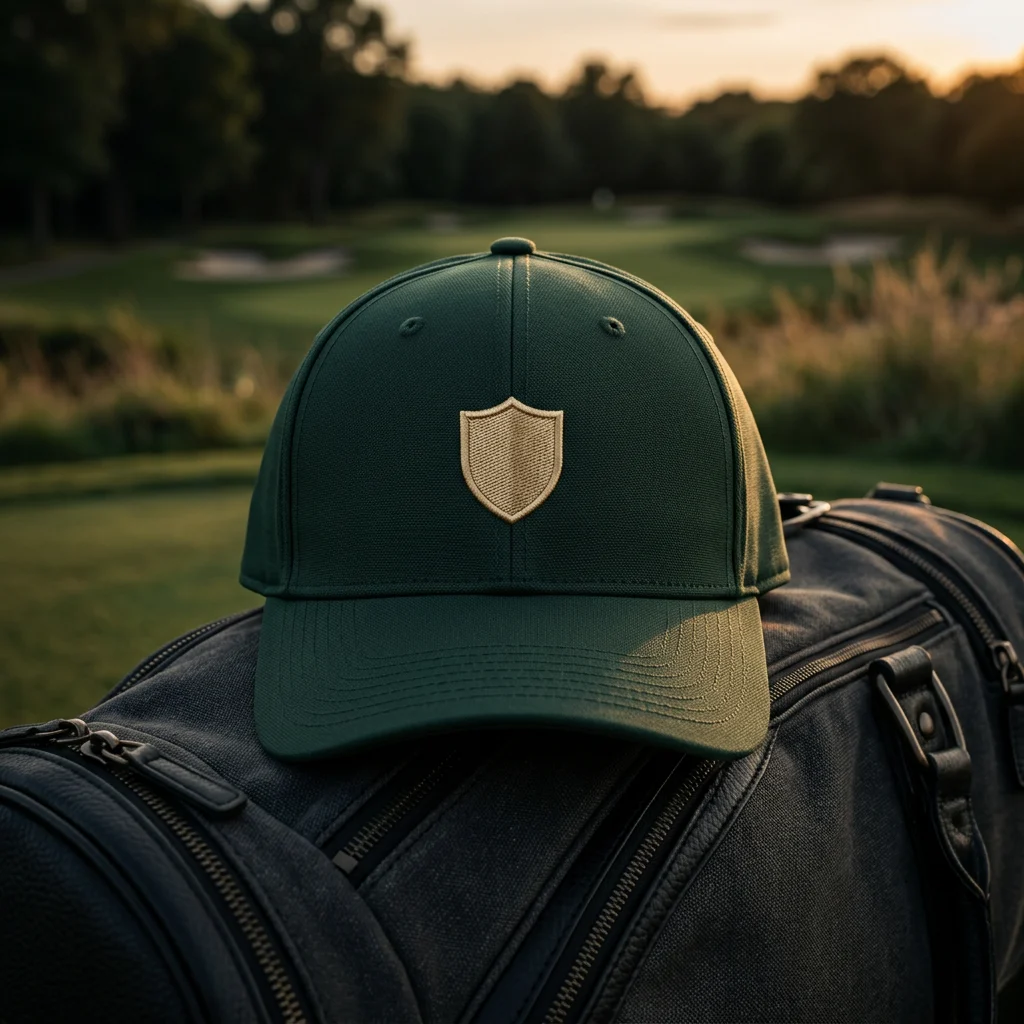 Golf pro shop merchandise ideas: custom performance golf cap with embroidered club logo