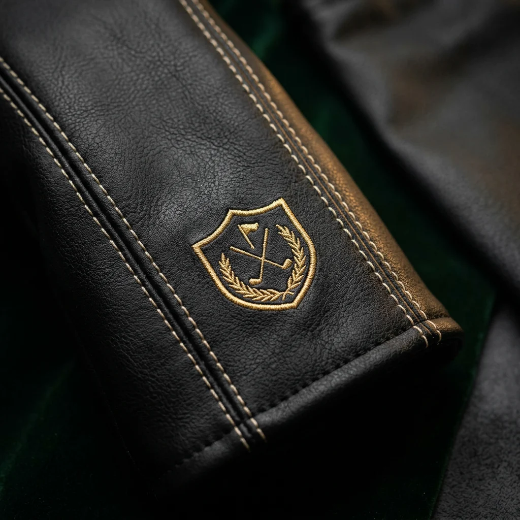 Custom PU leather driver headcover with embroidered logo to match hybrid covers