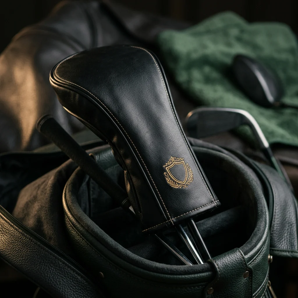 Best golf headcovers for brands: custom PU leather driver headcover with embroidered logo